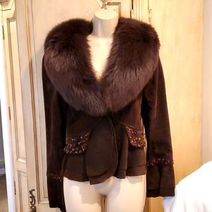 Alberto Makali Suede Jacket – Genuine Fox Fur Collar